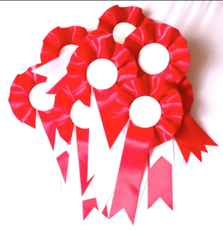 10 X Red and White Rosettes