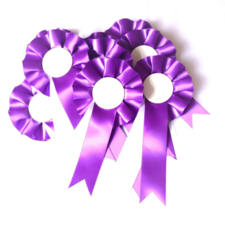 10 X Purple and White Rosettes