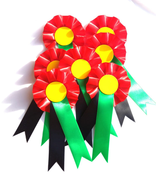 10 X 1 Tier Red Yellow Green Black Rosettes Black history