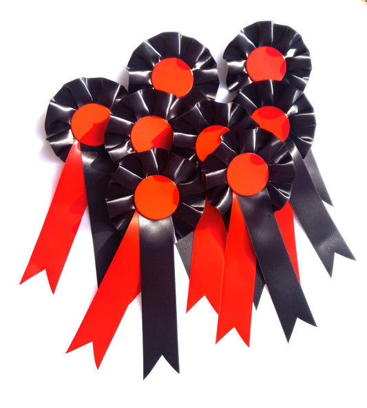 10 X 1 Tier Black and Red Rosettes