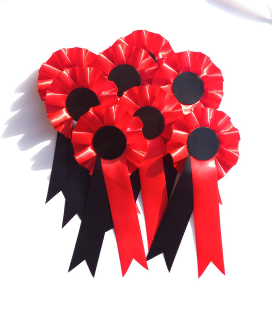 10 X 1 Tier Red and Black Rosettes