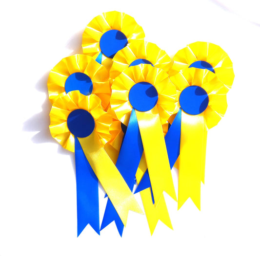 10 X 1 Tier Yellow and Blue Rosettes