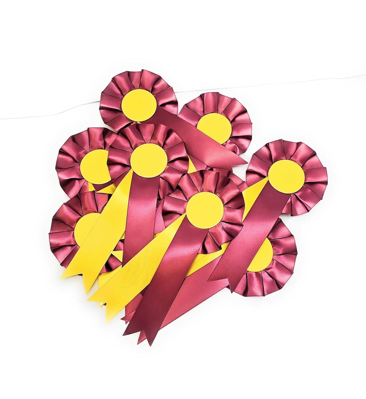 10 X 1 Tier Burgundy and Yellow Rosettes