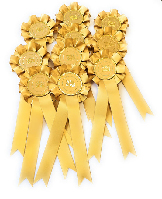 12 X 1 Tier Gold Rosettes 25mm Ribbon Rosette Pin