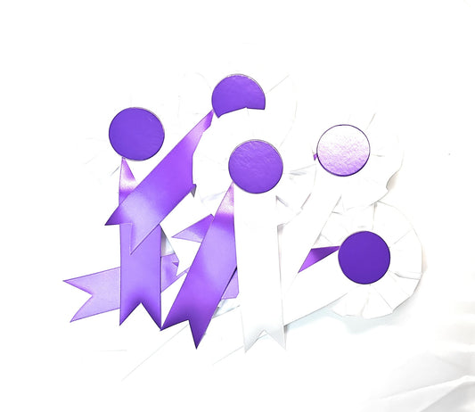 10 x White and Purple Rosettes
