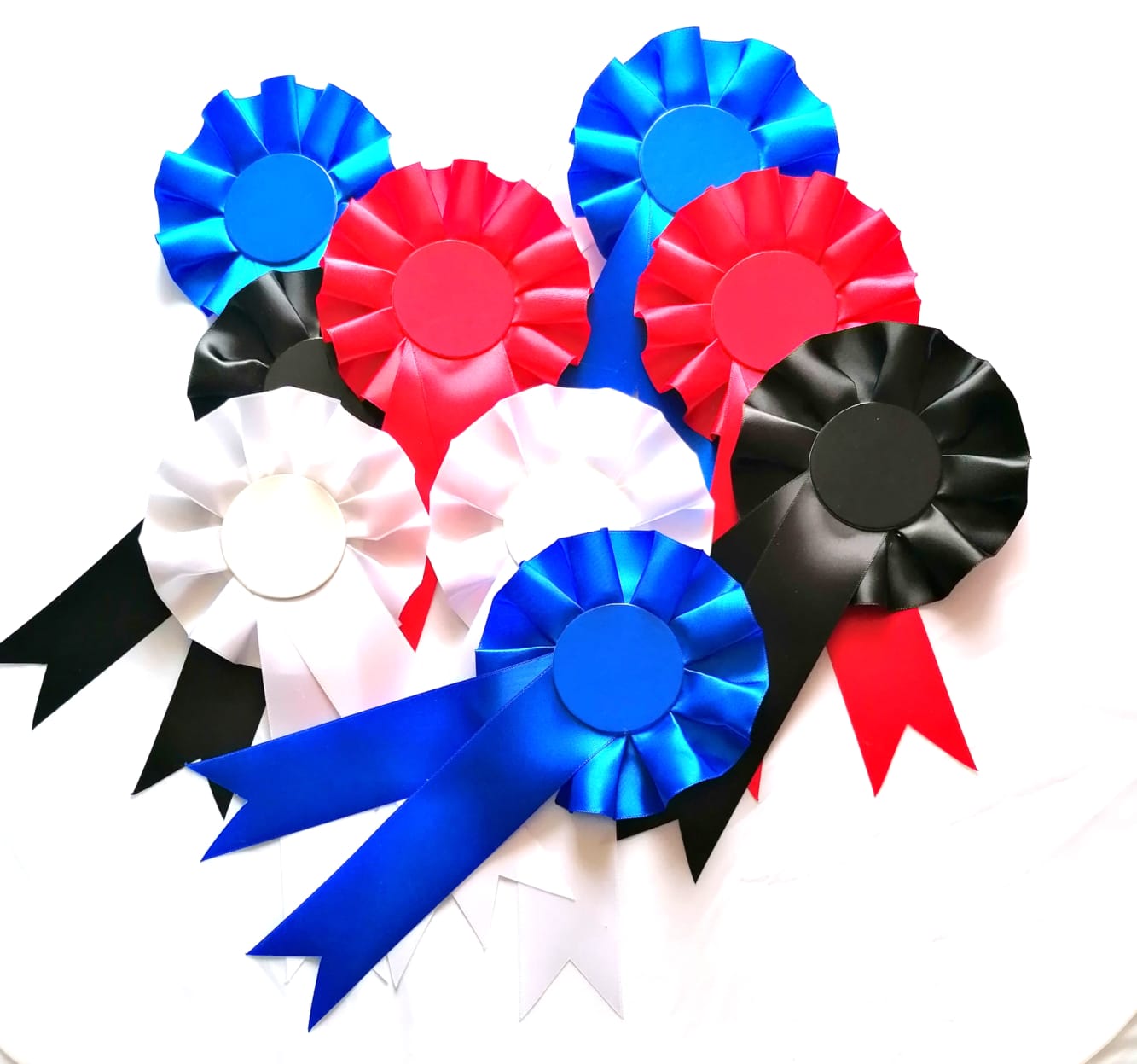 10 X 1 Tier Red Blue Black White Rosettes